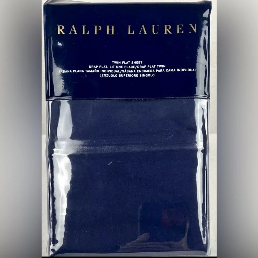 $90 NEW RALPH LAUREN HOME TWIN FLAT SHEET 464 TC POLO NAVY